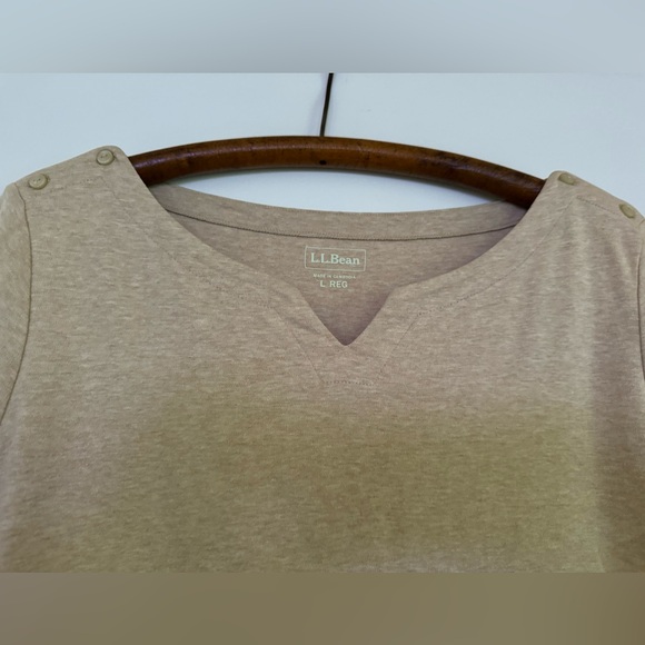 LL Bean 100% cotton 3/4 sleeve, short tunic. Creamy beige color. EUC. Size L - Picture 2 of 7